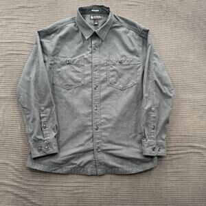 Alaskan Hardgear Shirt Men XL Gray Cotton Long Sleeve Button Up Outdoors Hiking.